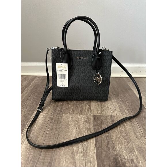 NWT Michael Kors Mercer Medium Logo and Leather Accordion Crossbody Bag - Picture 4 of 13